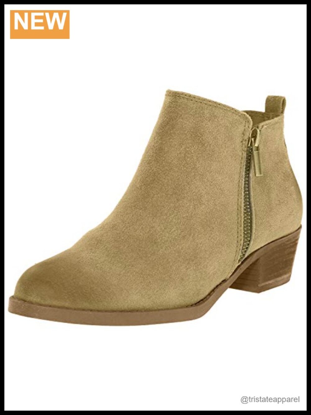 Ankle Bootie with Zipper Detail and Block Heel